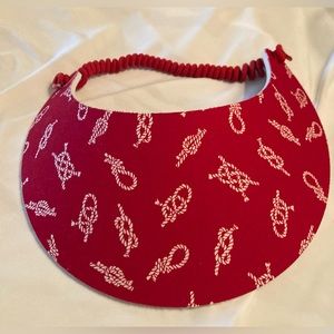 Sun Visor Red & White Knot Print Adjustable 4” Brim Summer